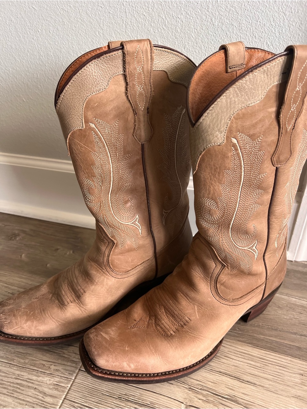 Women’s Square Toe Idyllwind Tan & Cream Leather Cowboy Boots sz 11 - Picture 2 of 8